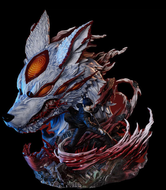 Chainsaw Man Aki Hayakawa & Fox Devil Resin Statue 1/6 con LED YY Studio