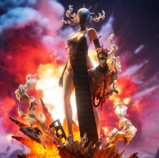 Chainsaw Man Reze vs Denji Resin Statue Hera Studio vista frontale