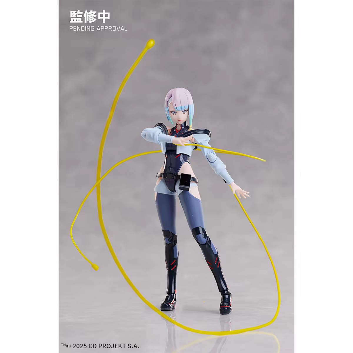 Dettaglio viso e capelli Lucy figura Aniplex Buzzmod Cyberpunk Edgerunners

