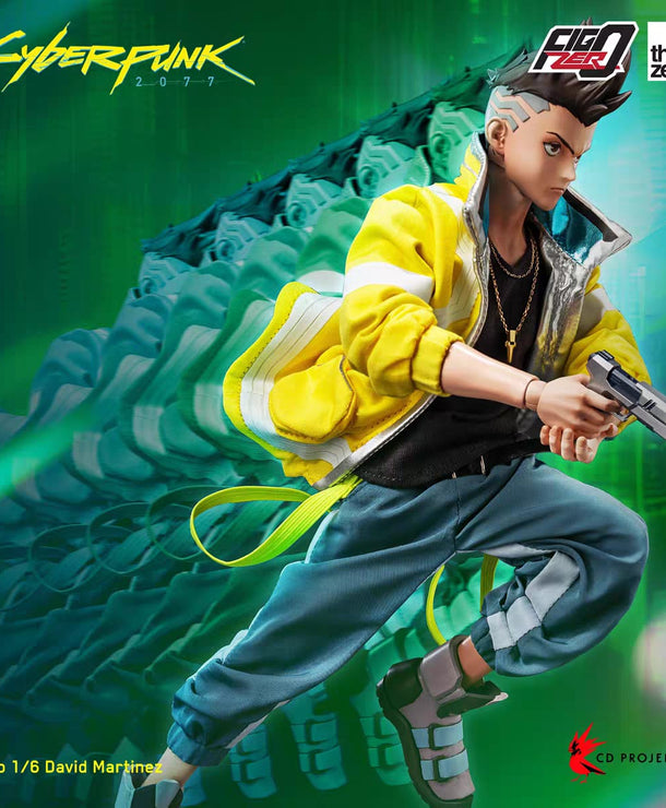 Dettaglio giacca e outfit David Martinez statua Threezero 1/6 Cyberpunk Edgerunners

