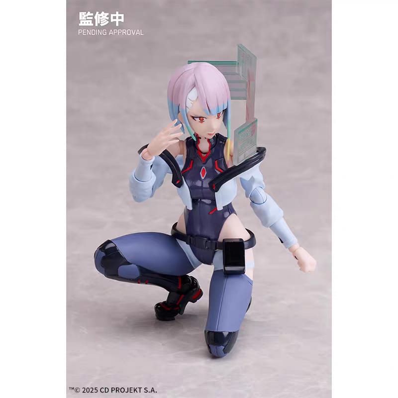 Dettaglio viso e capelli Lucy figura Aniplex Buzzmod Cyberpunk Edgerunners

