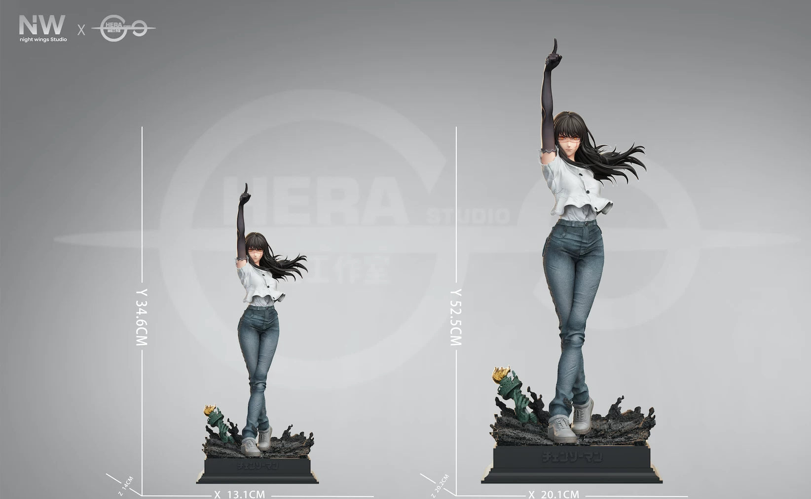 Chainsaw Man Yoru War Devil Resin Statue – Vista 3/4 jeans version braccio alzato