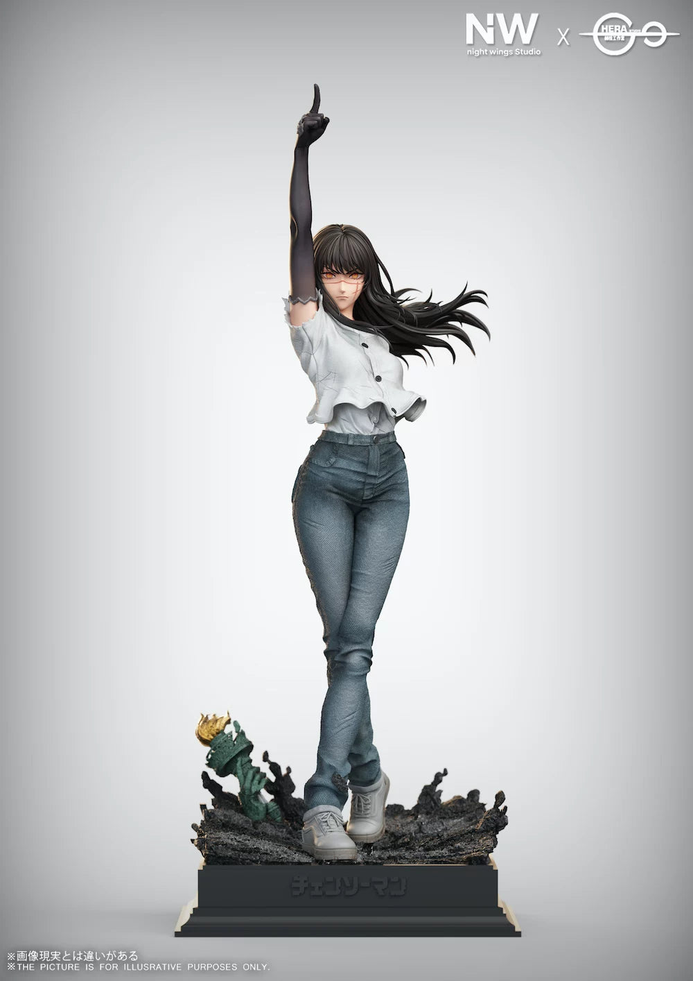 Chainsaw Man Yoru War Devil Resin Statue – Vista posteriore capelli al vento scala 1/4