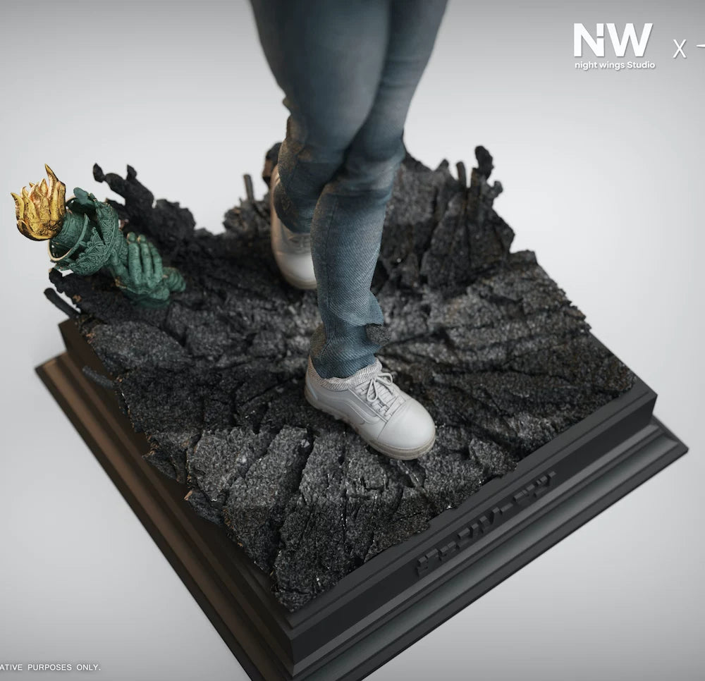 Chainsaw Man Yoru War Devil Resin Statue – Vista frontale completa scala 1/4 jeans version