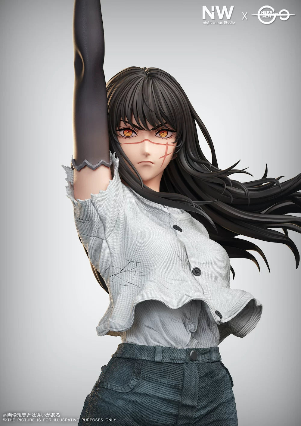 Chainsaw Man Yoru War Devil Night Wing Studio – Dettaglio pantaloni jeans texture