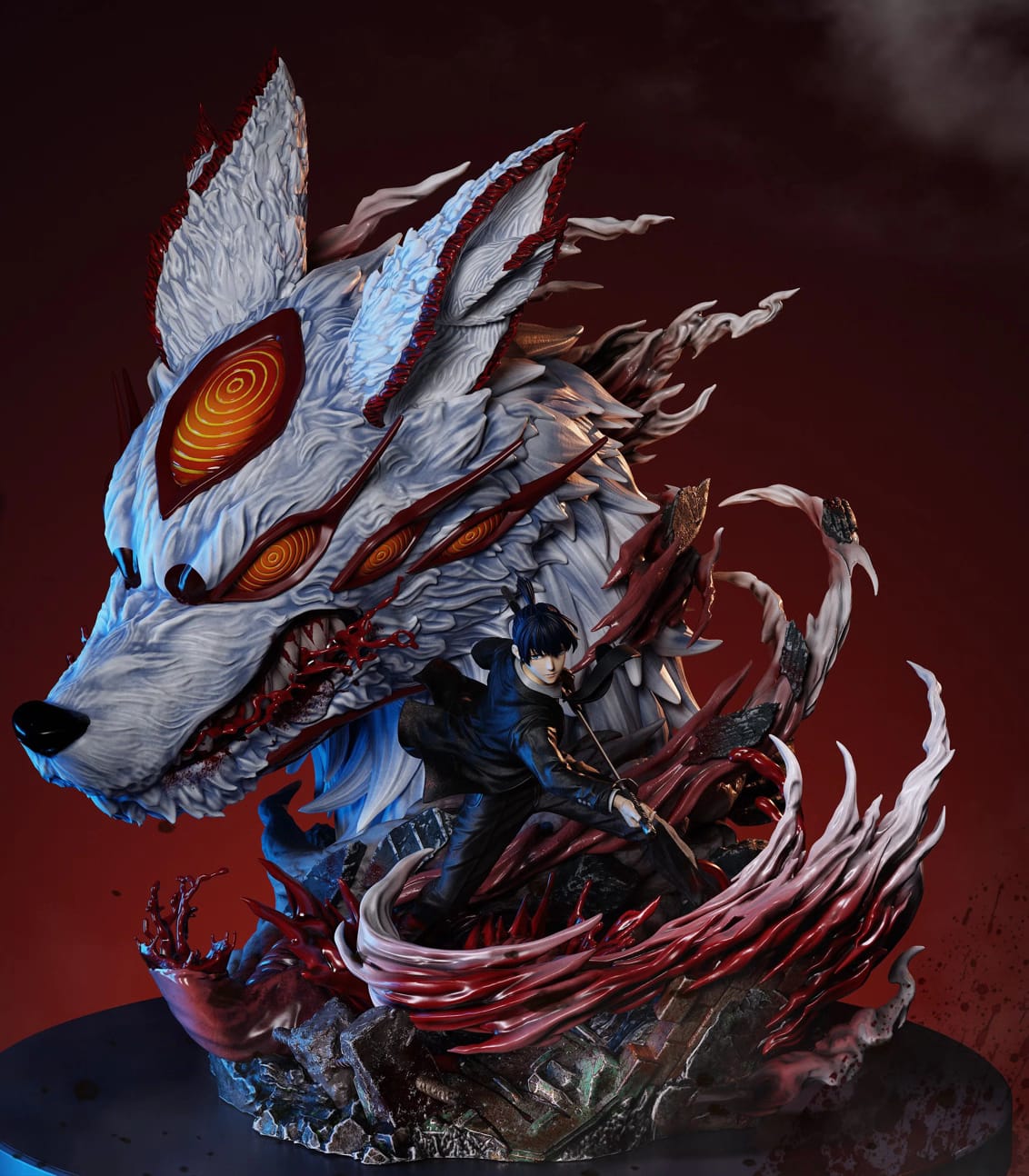 Chainsaw Man Aki Hayakawa & Fox Devil Resin Statue 1/6 con LED YY Studio