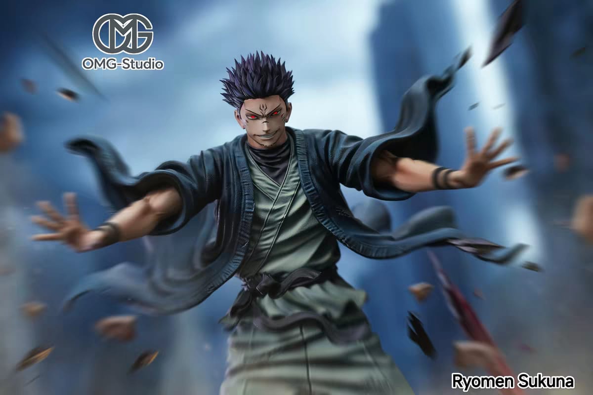 Statua Sukuna con effetto speciale base campo di battaglia distrutto – OMG Studio Jujutsu Kaisen resin figure