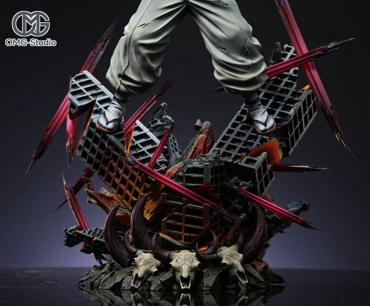 Dettaglio base diorama città distrutta statua resina Ryomen Sukuna – OMG Studio Jujutsu Kaisen