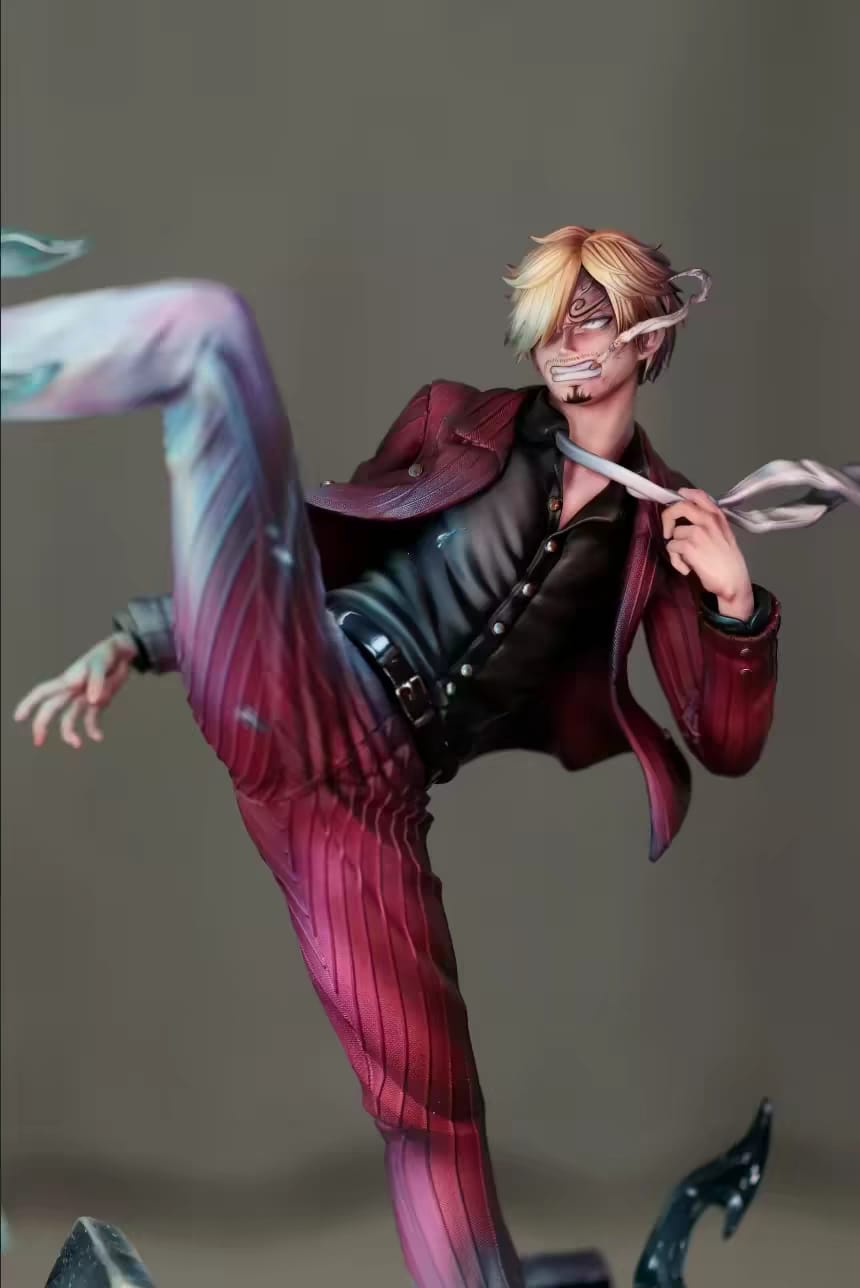 Sanji Diable Jambe blue flame effect resin figure One Piece statue
