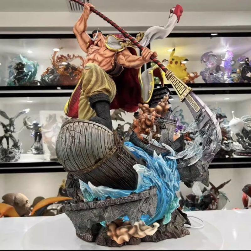 Statua One Piece Edward Newgate Whitebeard diorama con nave distrutta e onde frangenti JM Studio