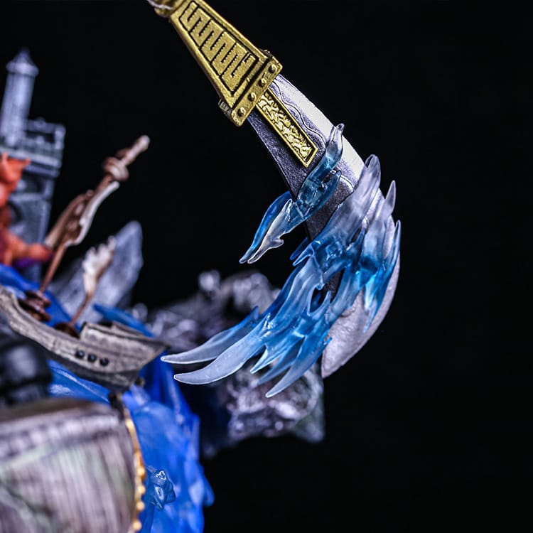 Dettaglio lama bisento Murakumogiri con effetti traslucidi statua Edward Newgate JM Studio