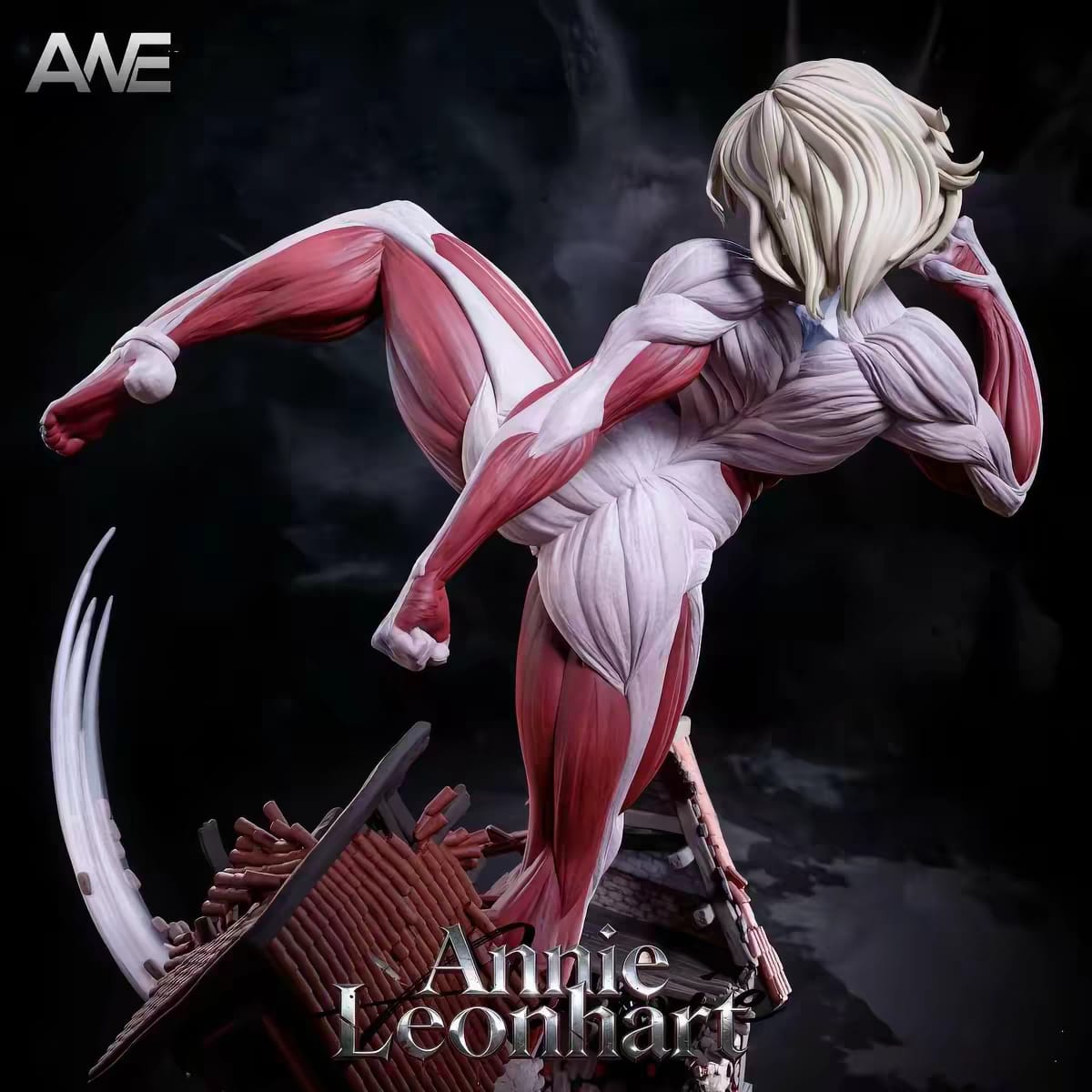 Dettaglio del retro del Female Titan e degli edifici della base