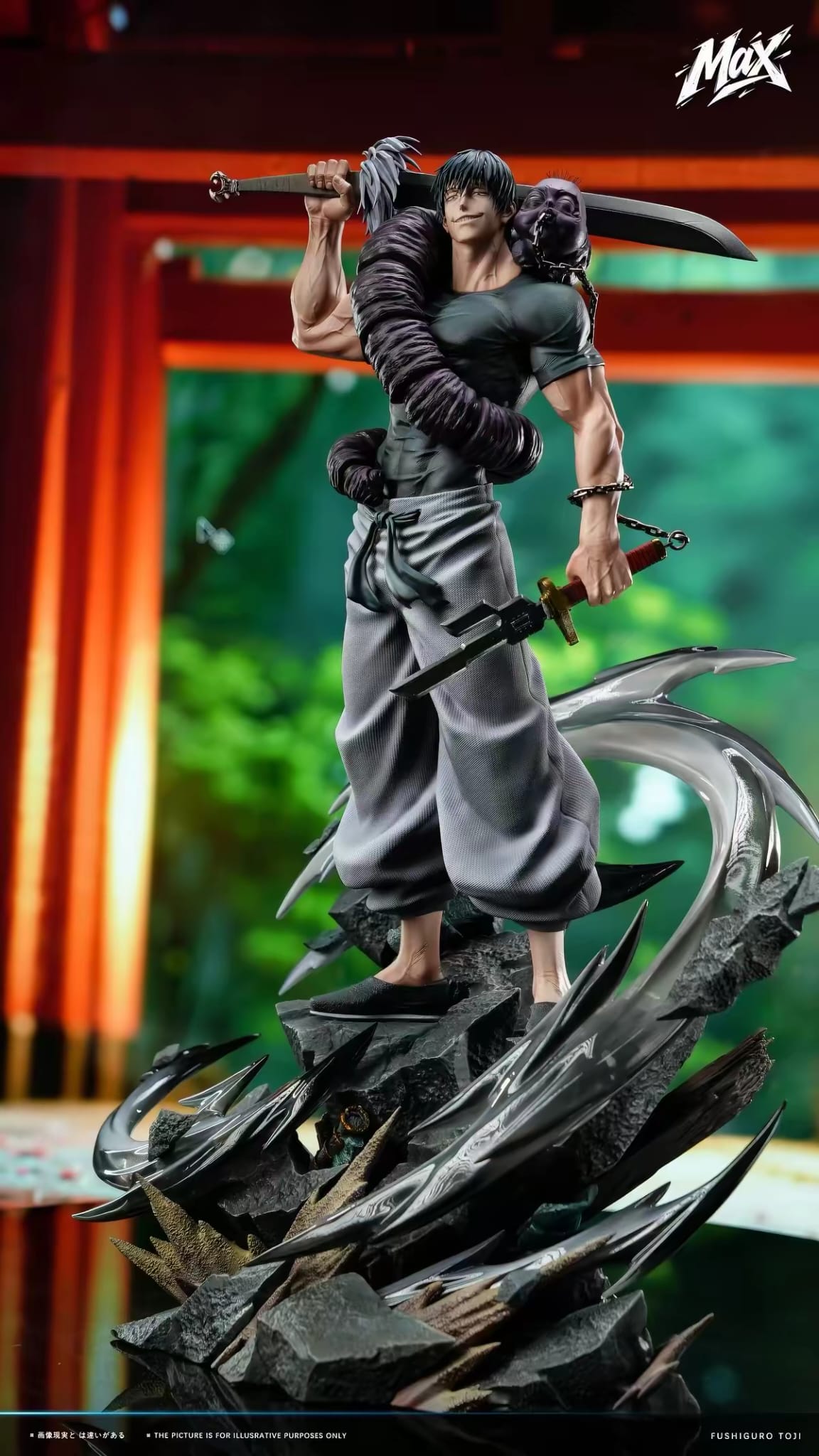 Statua in resina 1/6 di Toji Fushiguro da Jujutsu Kaisen con spirito maledetto inventory e base diorama con effetti scenici - MAX Studio FiguresZone